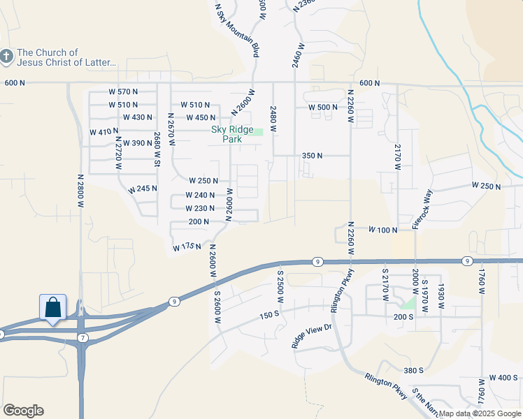map of restaurants, bars, coffee shops, grocery stores, and more near 228 North 2530 West in Hurricane