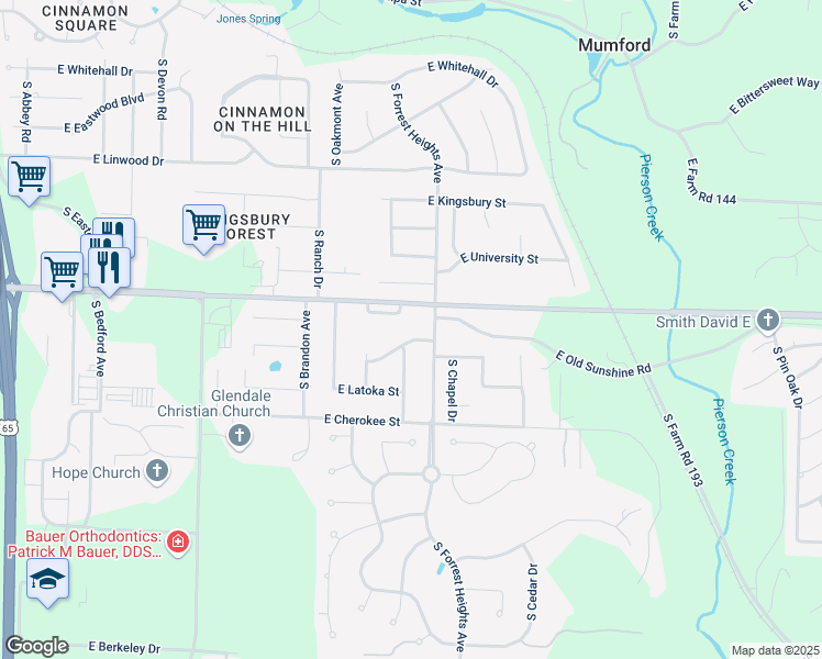 map of restaurants, bars, coffee shops, grocery stores, and more near 4161 East Eastmoor Street in Springfield