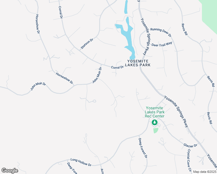 map of restaurants, bars, coffee shops, grocery stores, and more near Jim Bowie Court in Yosemite Lakes