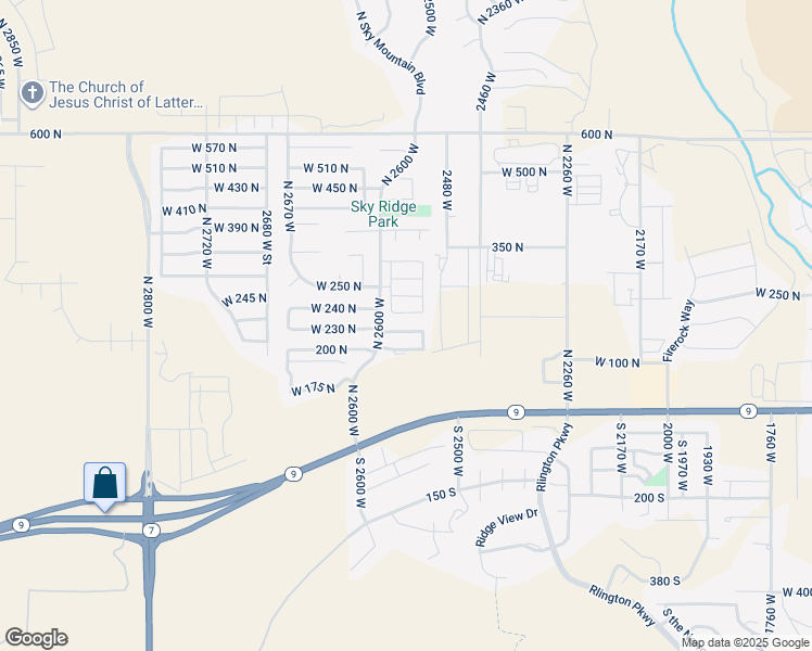 map of restaurants, bars, coffee shops, grocery stores, and more near 2560 West 225 North in Hurricane