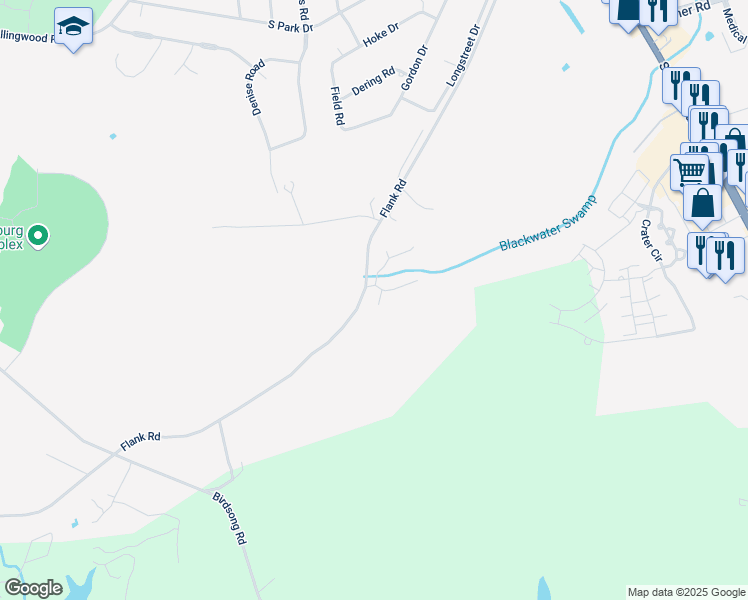map of restaurants, bars, coffee shops, grocery stores, and more near 9703 Bunker Court in Petersburg