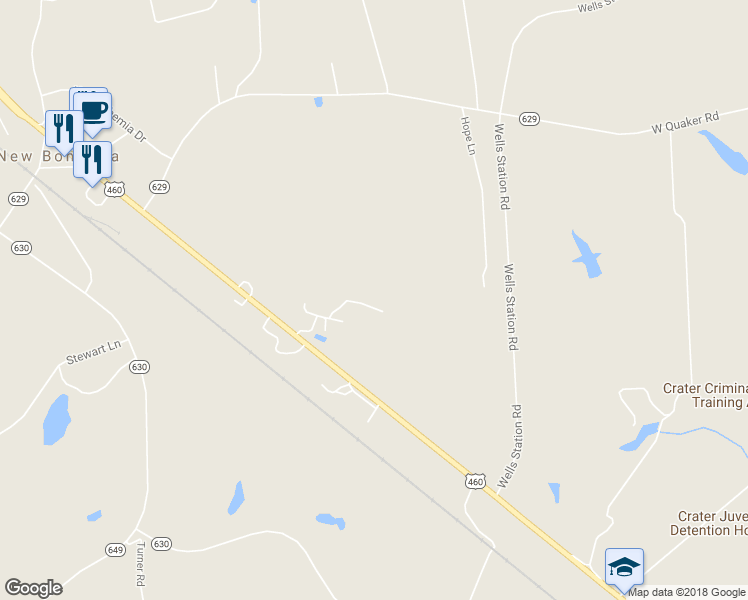 map of restaurants, bars, coffee shops, grocery stores, and more near 5210 Hillside Park Drive in Disputanta