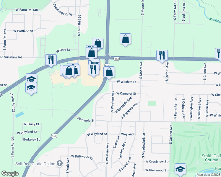 map of restaurants, bars, coffee shops, grocery stores, and more near 1996 South Western Avenue in Springfield