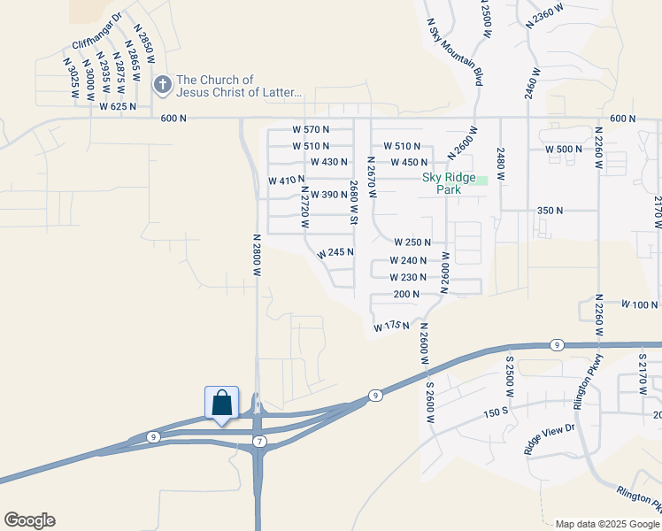 map of restaurants, bars, coffee shops, grocery stores, and more near 2714 West 235 North in Hurricane