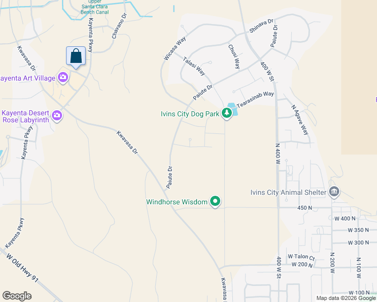 map of restaurants, bars, coffee shops, grocery stores, and more near 731 Aiyana Way in Ivins