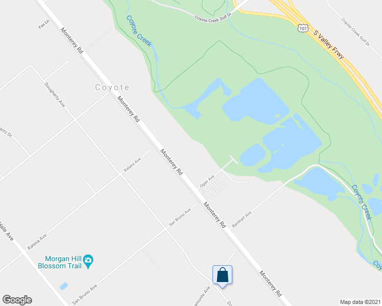 map of restaurants, bars, coffee shops, grocery stores, and more near 1000 Monterey Rd in Morgan Hill