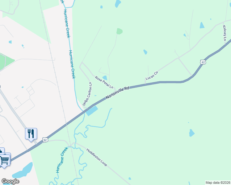 map of restaurants, bars, coffee shops, grocery stores, and more near 1 Rose Petal Lane in Dawson Springs