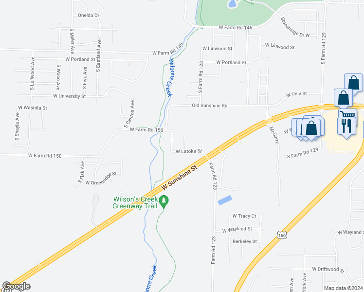 map of restaurants, bars, coffee shops, grocery stores, and more near 1969 South Bryson Circle in Springfield