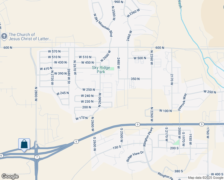map of restaurants, bars, coffee shops, grocery stores, and more near North 2530 West in Hurricane