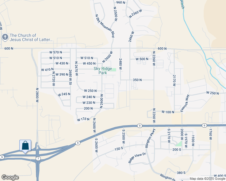 map of restaurants, bars, coffee shops, grocery stores, and more near 2537 West 260 North in Hurricane