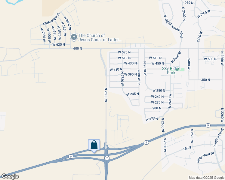 map of restaurants, bars, coffee shops, grocery stores, and more near 261 North 2720 West in Hurricane