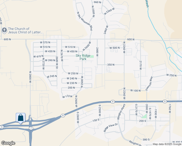 map of restaurants, bars, coffee shops, grocery stores, and more near 2537 West 260 North in Hurricane