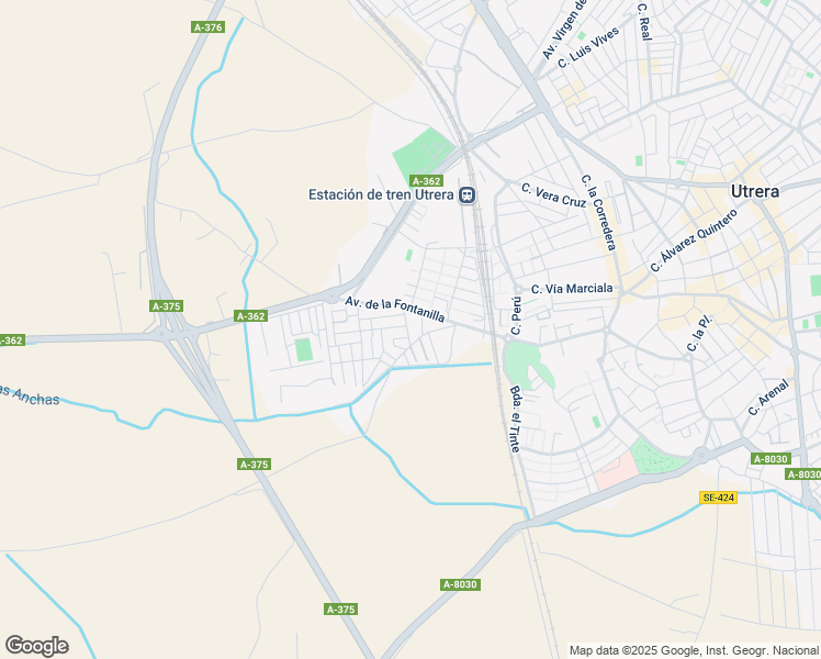 map of restaurants, bars, coffee shops, grocery stores, and more near 11 Calle Río Guadalhorce in Utrera
