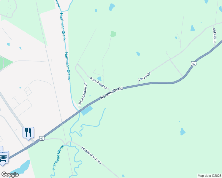 map of restaurants, bars, coffee shops, grocery stores, and more near 1-105 Rose Petal Lane in Dawson Springs