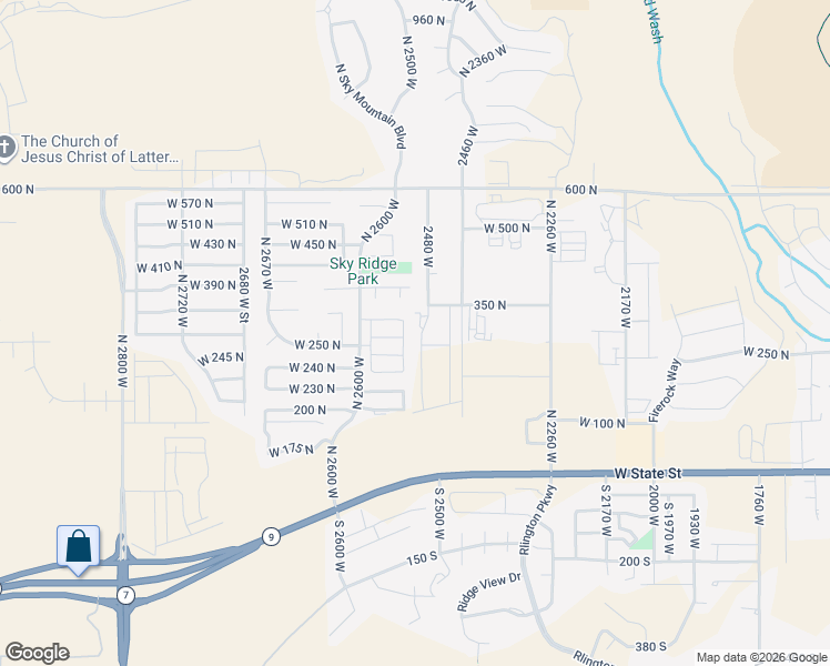 map of restaurants, bars, coffee shops, grocery stores, and more near 2545 West 260 North in Hurricane