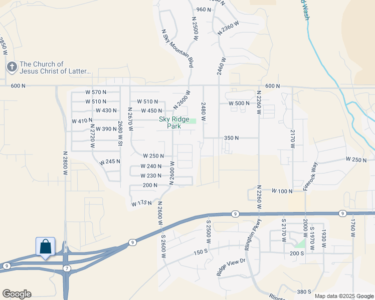 map of restaurants, bars, coffee shops, grocery stores, and more near 2554 West 260 North in Hurricane