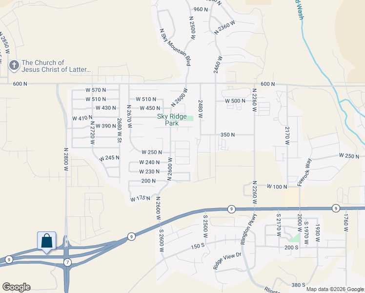 map of restaurants, bars, coffee shops, grocery stores, and more near 2562 West 260 North in Hurricane