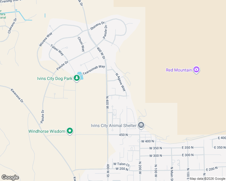 map of restaurants, bars, coffee shops, grocery stores, and more near 723 North Yucca Court in Ivins