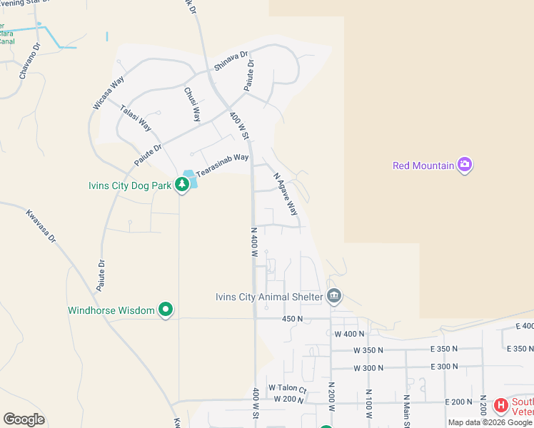 map of restaurants, bars, coffee shops, grocery stores, and more near 723 North Yucca Court in Ivins