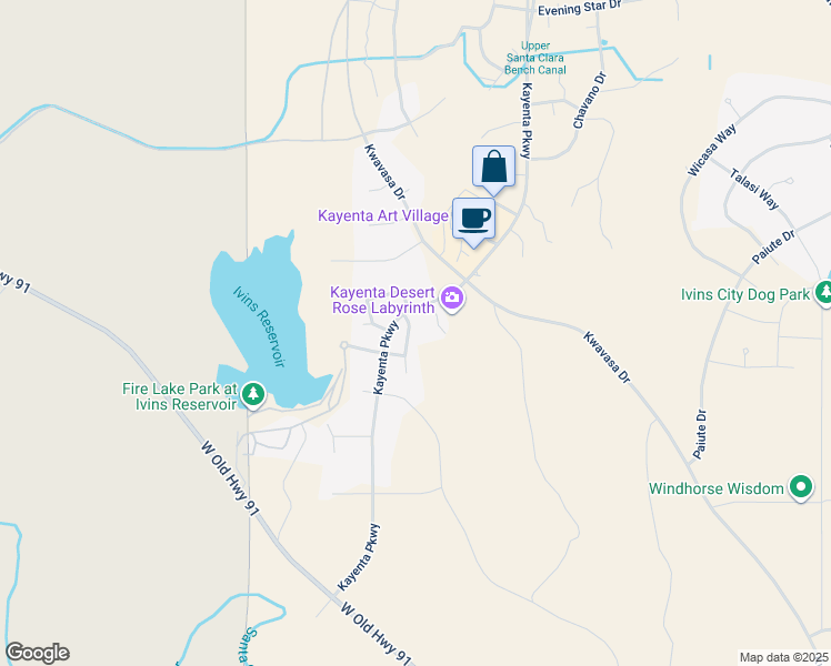 map of restaurants, bars, coffee shops, grocery stores, and more near 712 Wisteria Way in Ivins