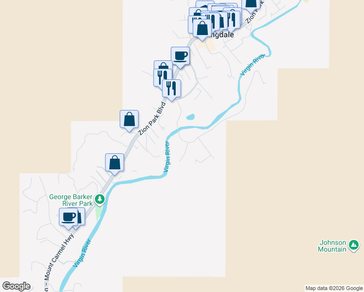 map of restaurants, bars, coffee shops, grocery stores, and more near 100 River Bend Circle in Springdale