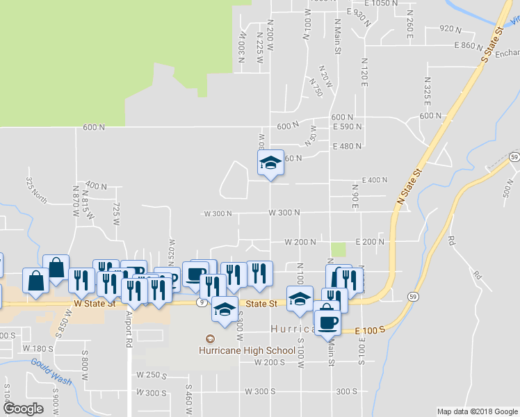 map of restaurants, bars, coffee shops, grocery stores, and more near 230 West 300 North in La Verkin