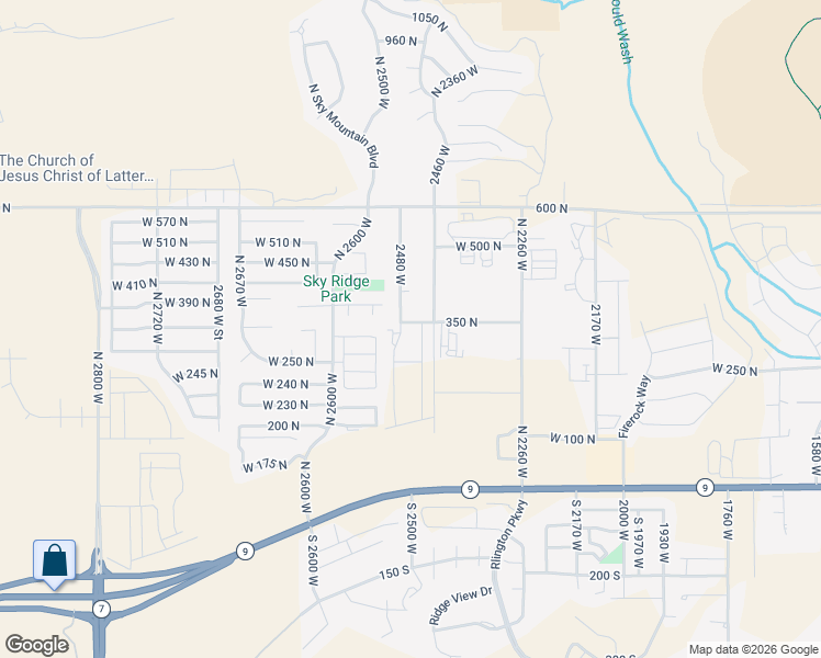 map of restaurants, bars, coffee shops, grocery stores, and more near 387 2480 West in Hurricane