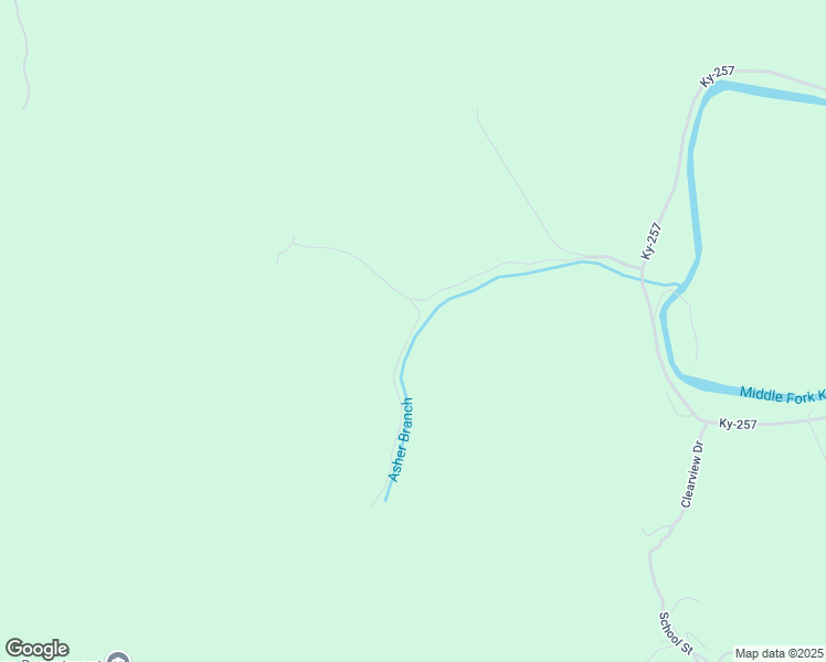 map of restaurants, bars, coffee shops, grocery stores, and more near Asher Branch Road in Leslie County