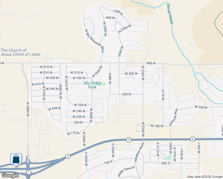 map of restaurants, bars, coffee shops, grocery stores, and more near 387 2480 West in Hurricane