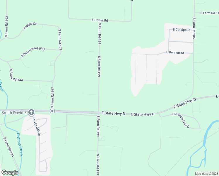 map of restaurants, bars, coffee shops, grocery stores, and more near 1708 South Farm Road 199 in Springfield