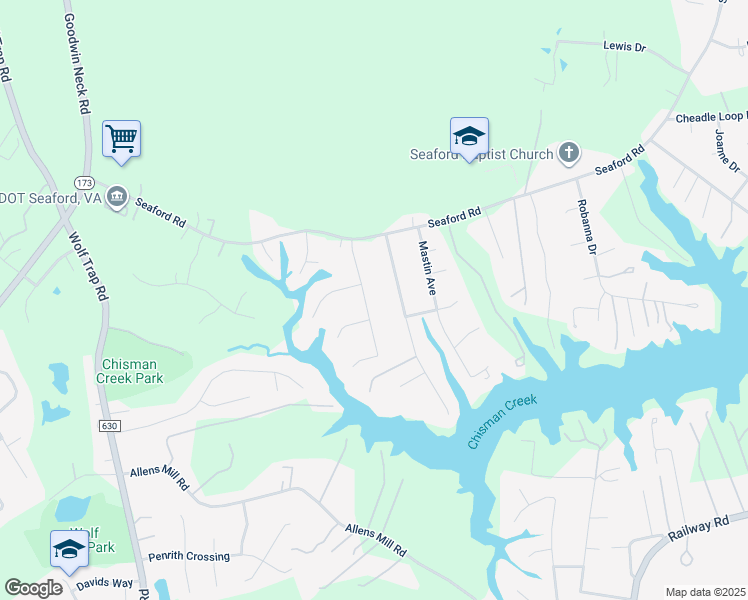 map of restaurants, bars, coffee shops, grocery stores, and more near 203 Moss Avenue in Seaford
