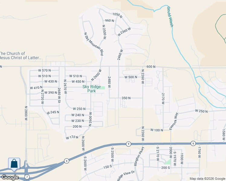 map of restaurants, bars, coffee shops, grocery stores, and more near 417 North 2480 West in Hurricane