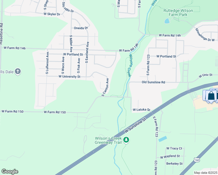 map of restaurants, bars, coffee shops, grocery stores, and more near 1858 South Canton Avenue in Springfield