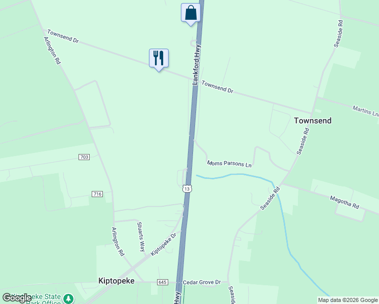 map of restaurants, bars, coffee shops, grocery stores, and more near 29140 Lankford Highway in Cape Charles