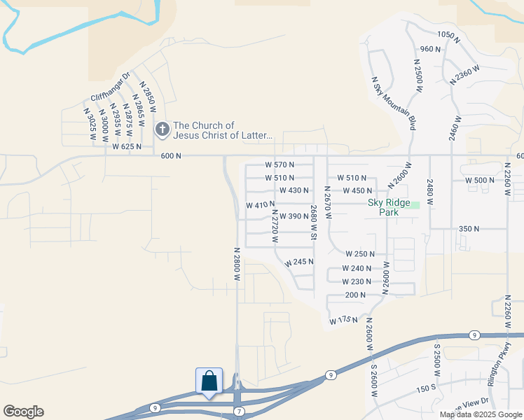 map of restaurants, bars, coffee shops, grocery stores, and more near 2747 West 410 North in Hurricane