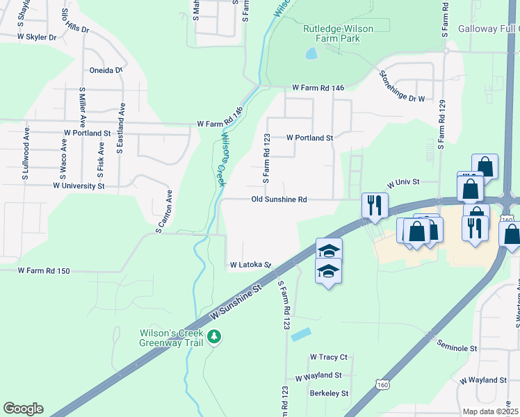 map of restaurants, bars, coffee shops, grocery stores, and more near 4158 Old Sunshine Road in Springfield