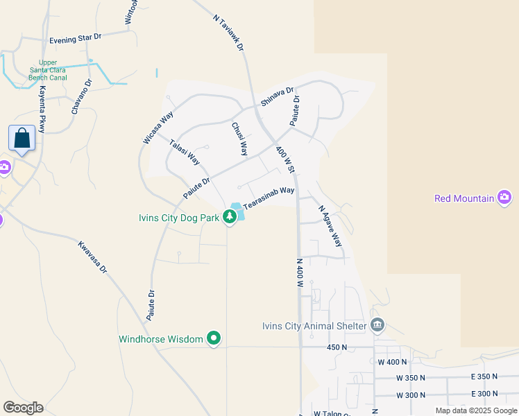 map of restaurants, bars, coffee shops, grocery stores, and more near 497 Tearasinab Way in Ivins