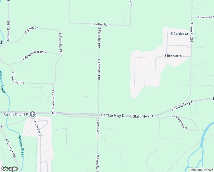 map of restaurants, bars, coffee shops, grocery stores, and more near 1708 South Farm Road 199 in Springfield