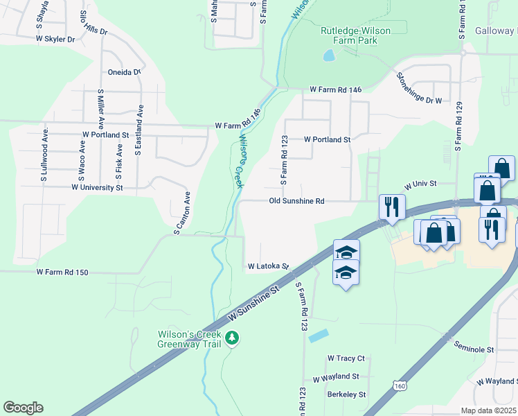 map of restaurants, bars, coffee shops, grocery stores, and more near 4158 Old Sunshine Road in Springfield