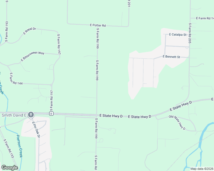 map of restaurants, bars, coffee shops, grocery stores, and more near 1599 South Farm Road 199 in Springfield