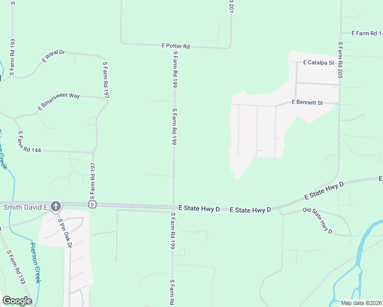 map of restaurants, bars, coffee shops, grocery stores, and more near 1599 South Farm Road 199 in Springfield
