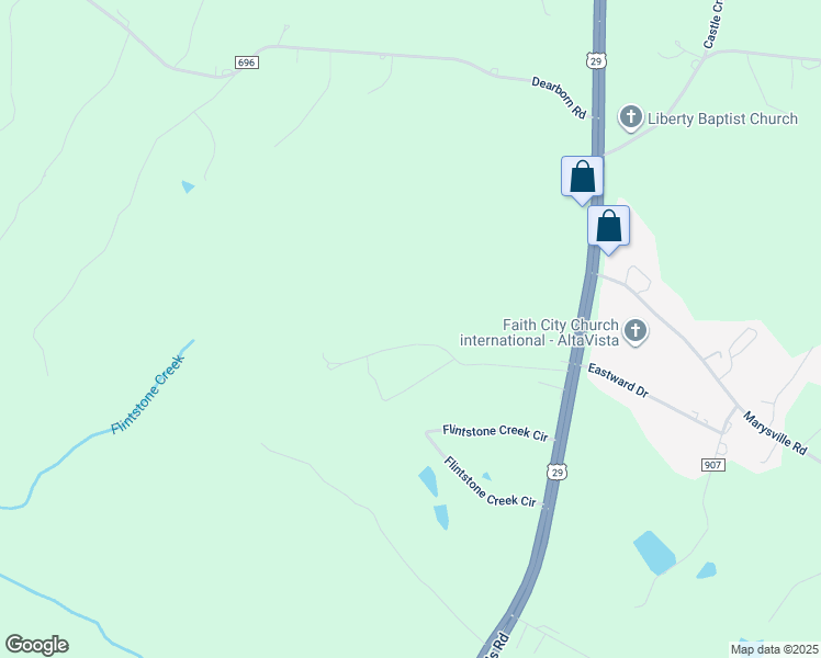 map of restaurants, bars, coffee shops, grocery stores, and more near 361 Barnard Woods Road in Altavista