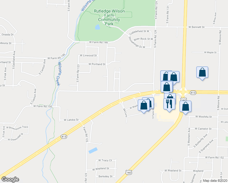 map of restaurants, bars, coffee shops, grocery stores, and more near 3851 West Farm Road 148 in Springfield