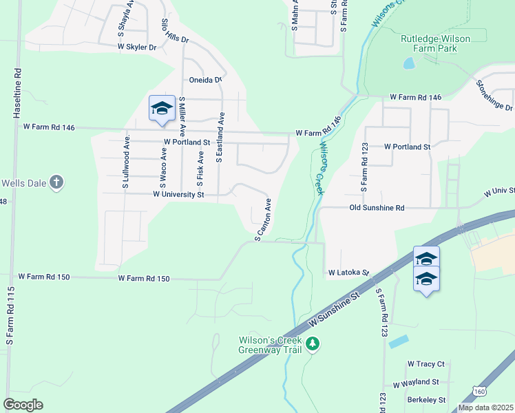 map of restaurants, bars, coffee shops, grocery stores, and more near 1820 South Casa Grande Avenue in Springfield