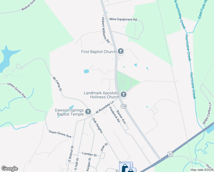 map of restaurants, bars, coffee shops, grocery stores, and more near 725 Industrial Park Road in Dawson Springs