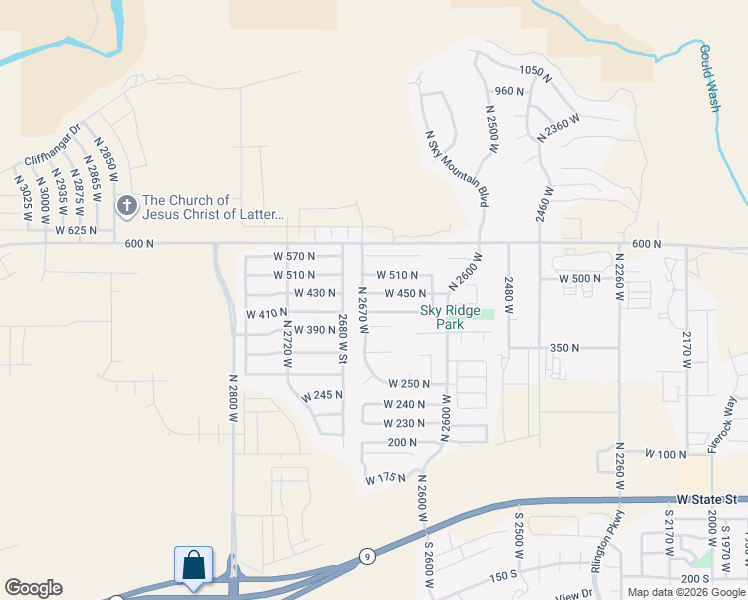 map of restaurants, bars, coffee shops, grocery stores, and more near 2661 West 450 North in Hurricane