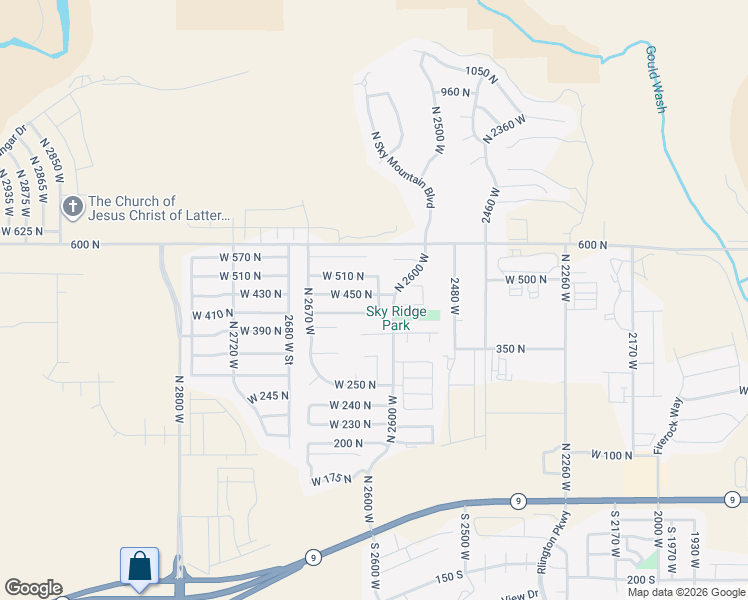 map of restaurants, bars, coffee shops, grocery stores, and more near 2621 West 450 North in Hurricane
