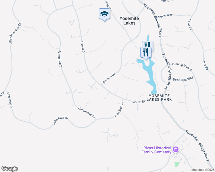 map of restaurants, bars, coffee shops, grocery stores, and more near 29925 Stetson Drive in Coarsegold