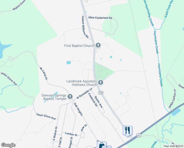 map of restaurants, bars, coffee shops, grocery stores, and more near 725 Industrial Park Road in Dawson Springs