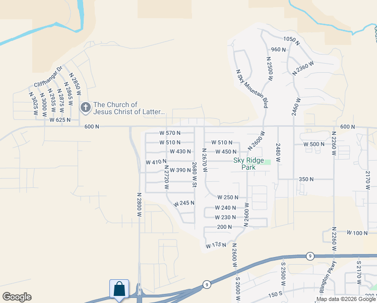 map of restaurants, bars, coffee shops, grocery stores, and more near 2688 West 430 North in Hurricane